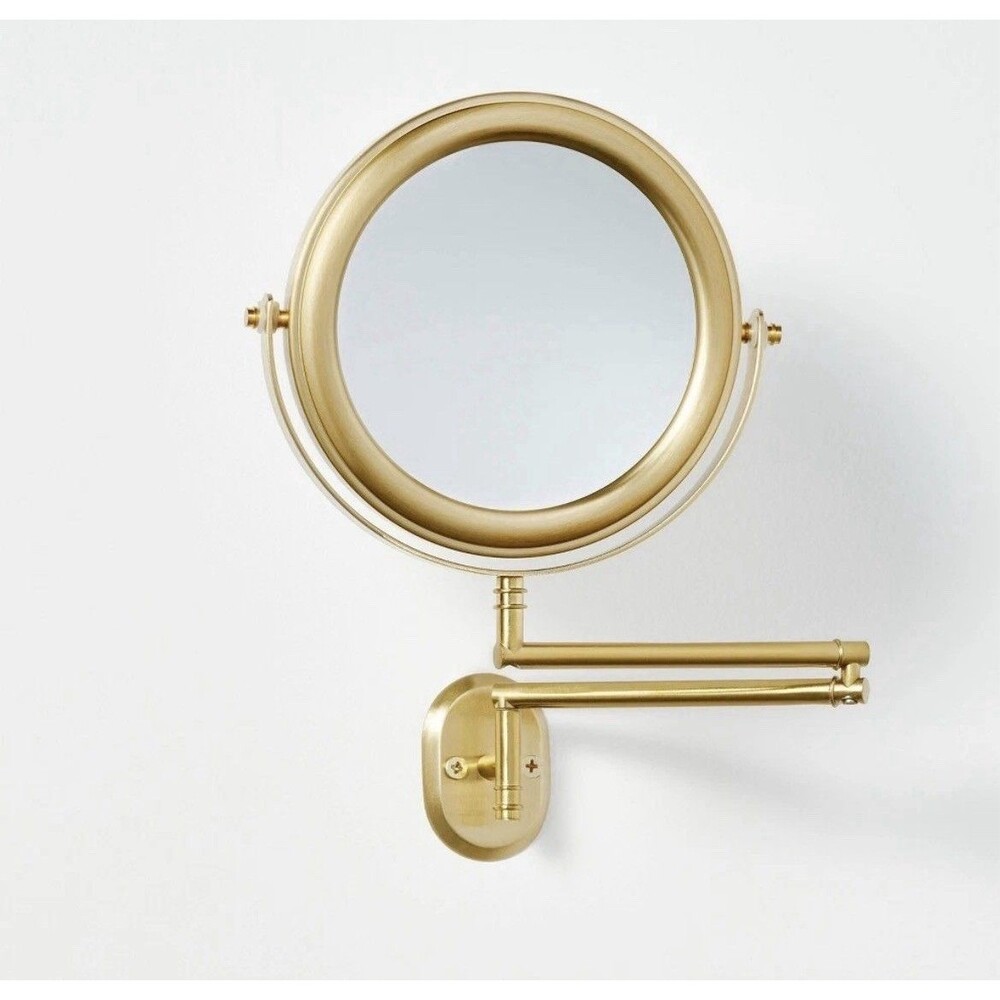Hearth & Hand with Magnolia Wall-Mounted 3X Magnifying Swivel Mirror Brass New
